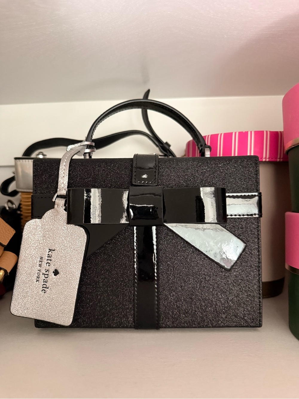 kate spade Black Patent Bow Mini Top-Handle Bag